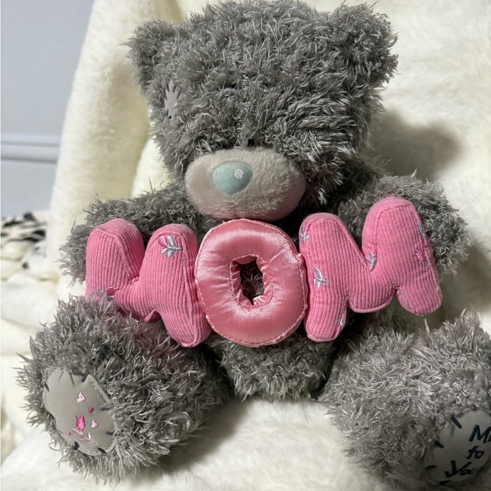 MOM GRAY RAGGY TEDDY NEW / 12 inch